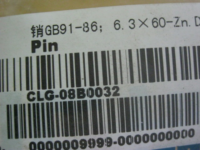 08B0032		Pin GB91-86; 6.3×60-Zn.D